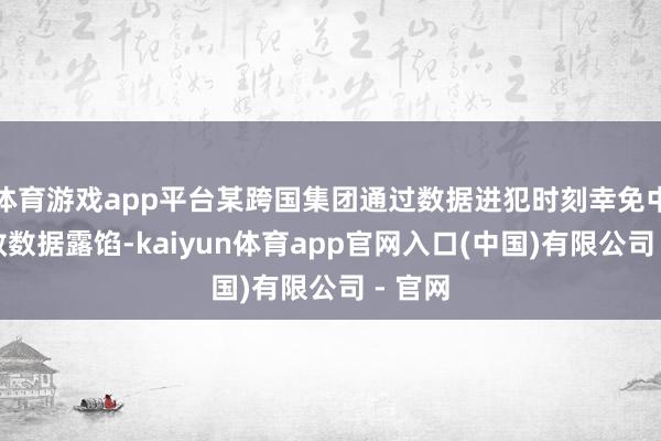 体育游戏app平台某跨国集团通过数据进犯时刻幸免中枢绩效数据露馅-kaiyun体育app官网入口(中国)有限公司 - 官网